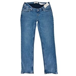 Abercrombie & Fitch The Ankle Straight Jeans Womens 26 Long Blue Denim Maternity